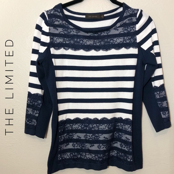 The Limited Tops - {The Limited} Navy and white striped sweater A2